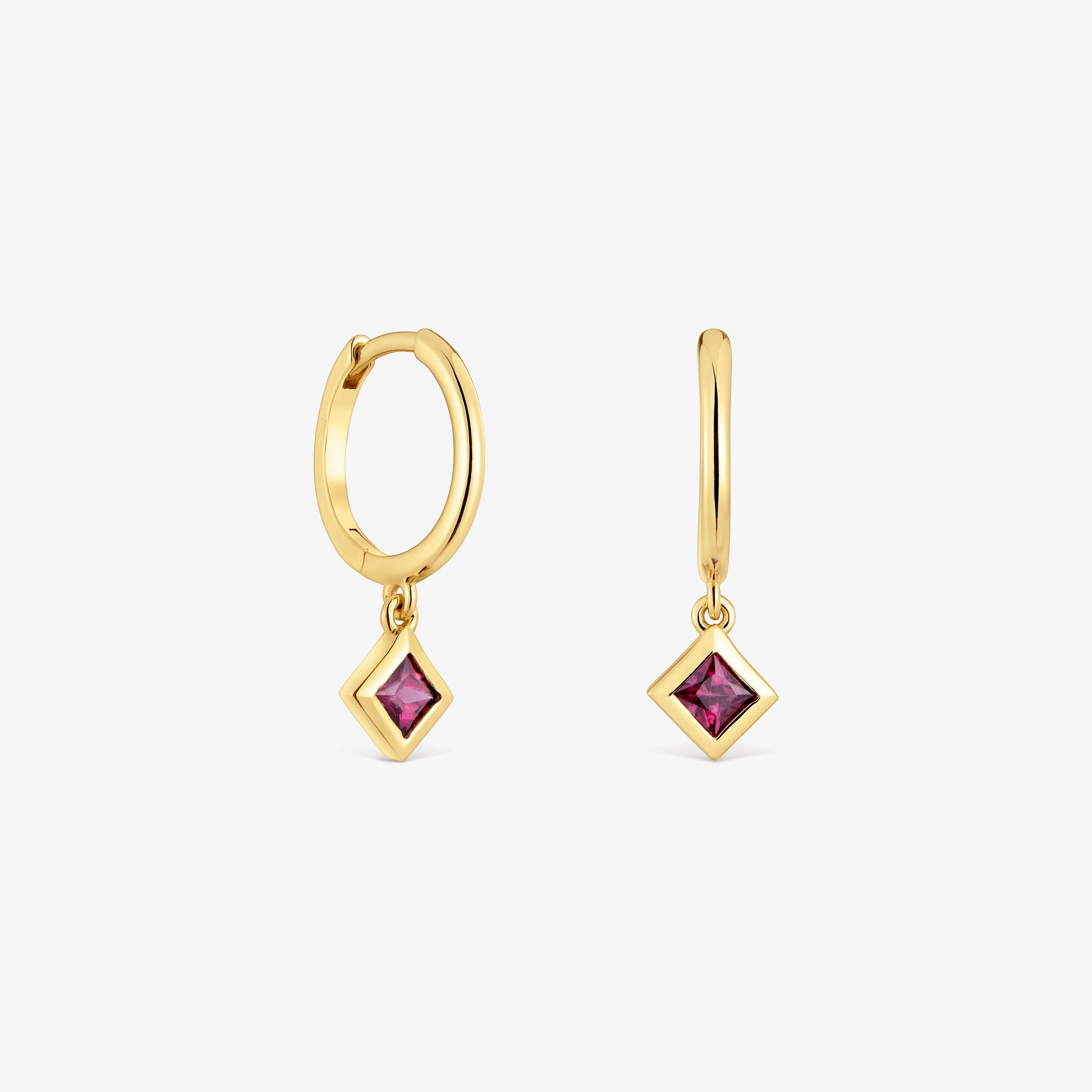Short Hoop earrings with 18K gold vermeil and rhodolite charm TOUS Basic Colors