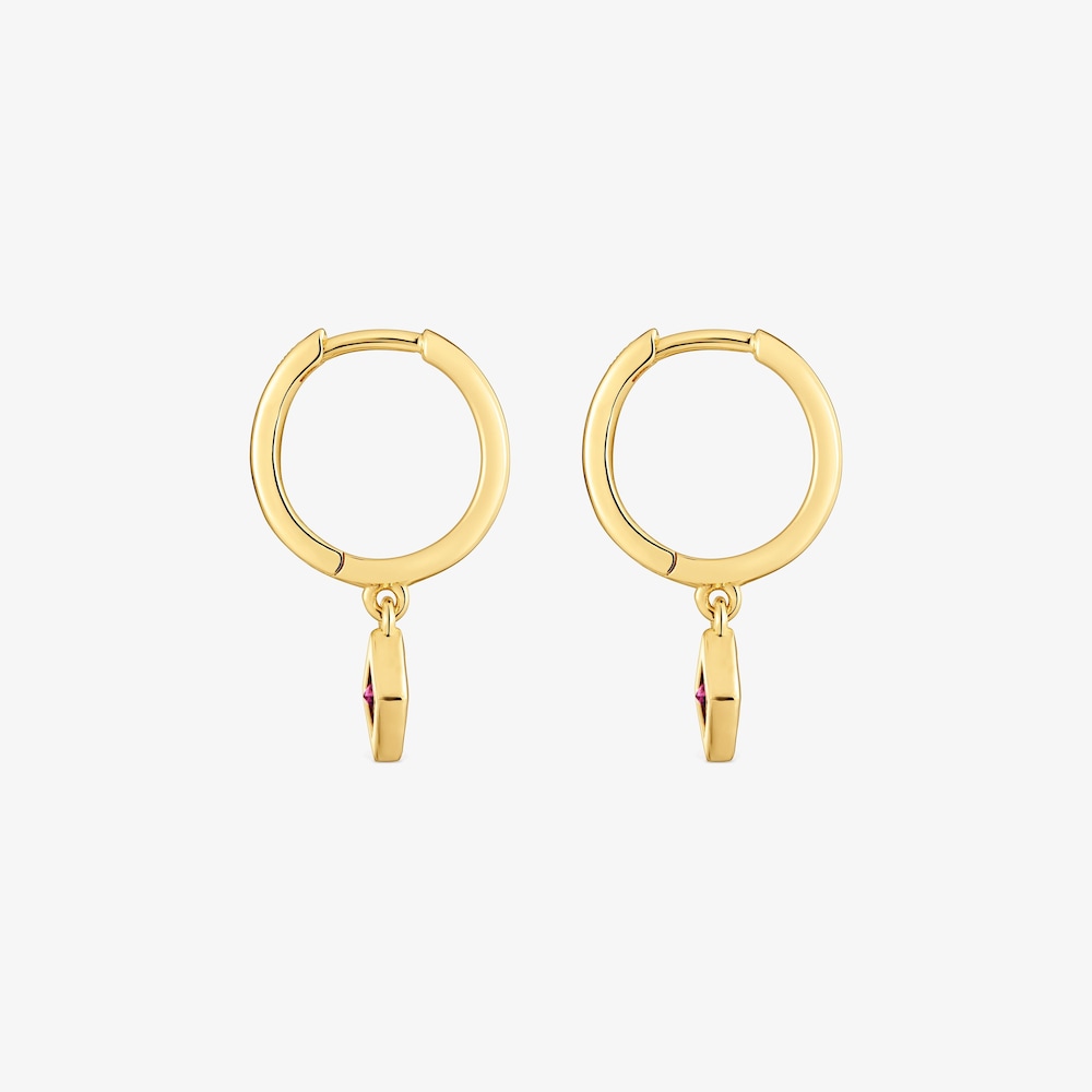 Kr&aacute;tke Obručov&eacute; n&aacute;u&scaron;nice s&nbsp;18&nbsp;kt pozl&aacute;ten&iacute;m na striebre a&nbsp;rodolitov&yacute;m pr&iacute;veskom TOUS Basic Colors