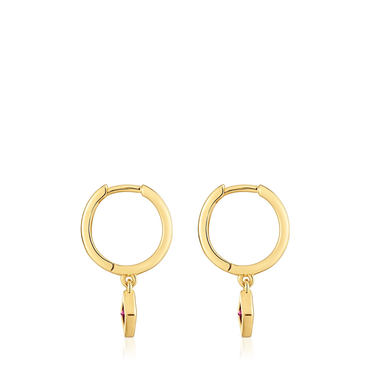 Short Hoop earrings with 18kt gold plating over silver and rhodolite charm TOUS Basic Colors