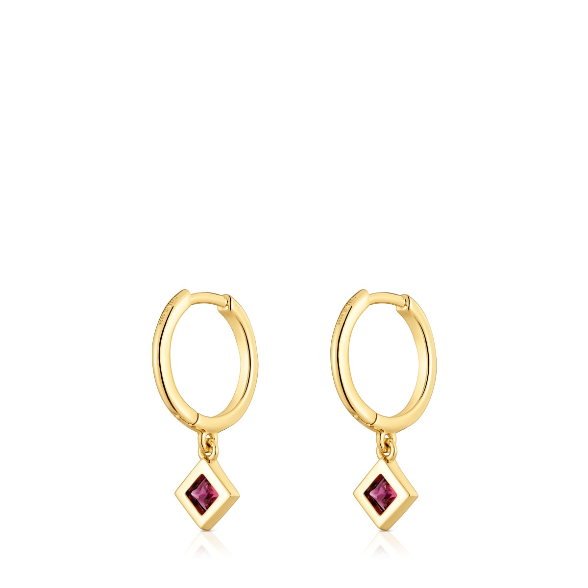 Short Hoop earrings with 18kt gold plating over silver and rhodolite charm TOUS Basic Colors