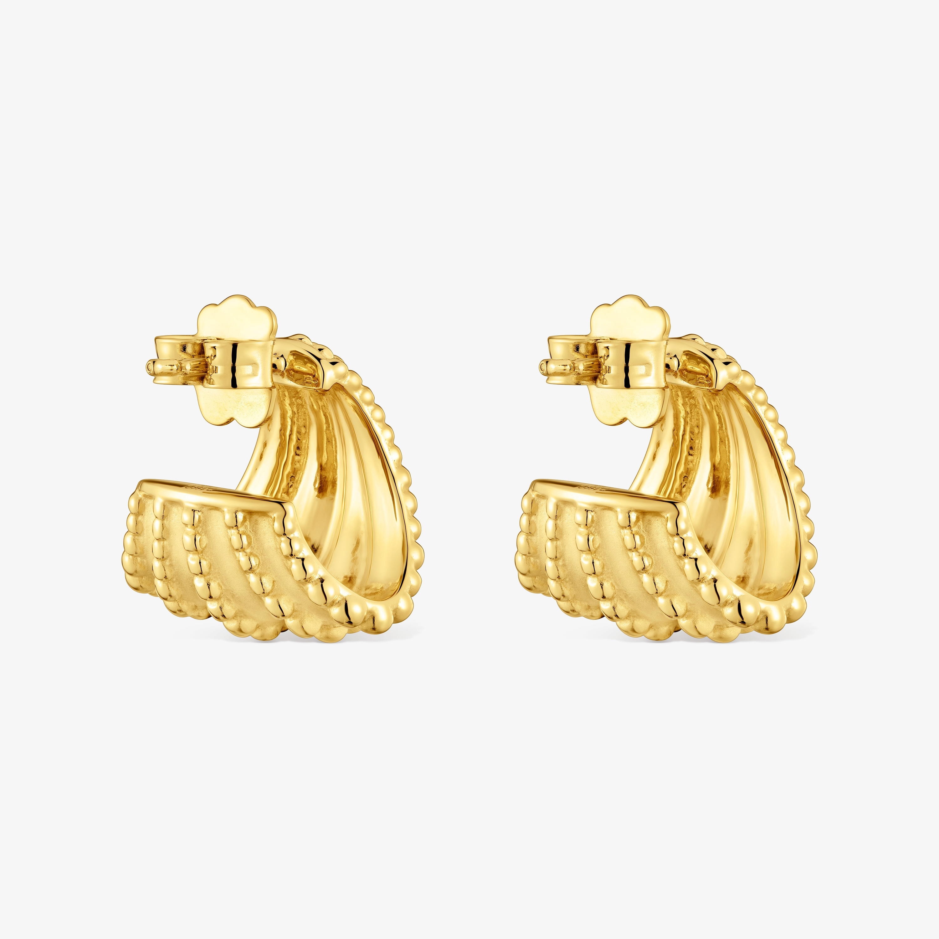 Short Hoop earrings with 18K gold vermeil TOUS Grain