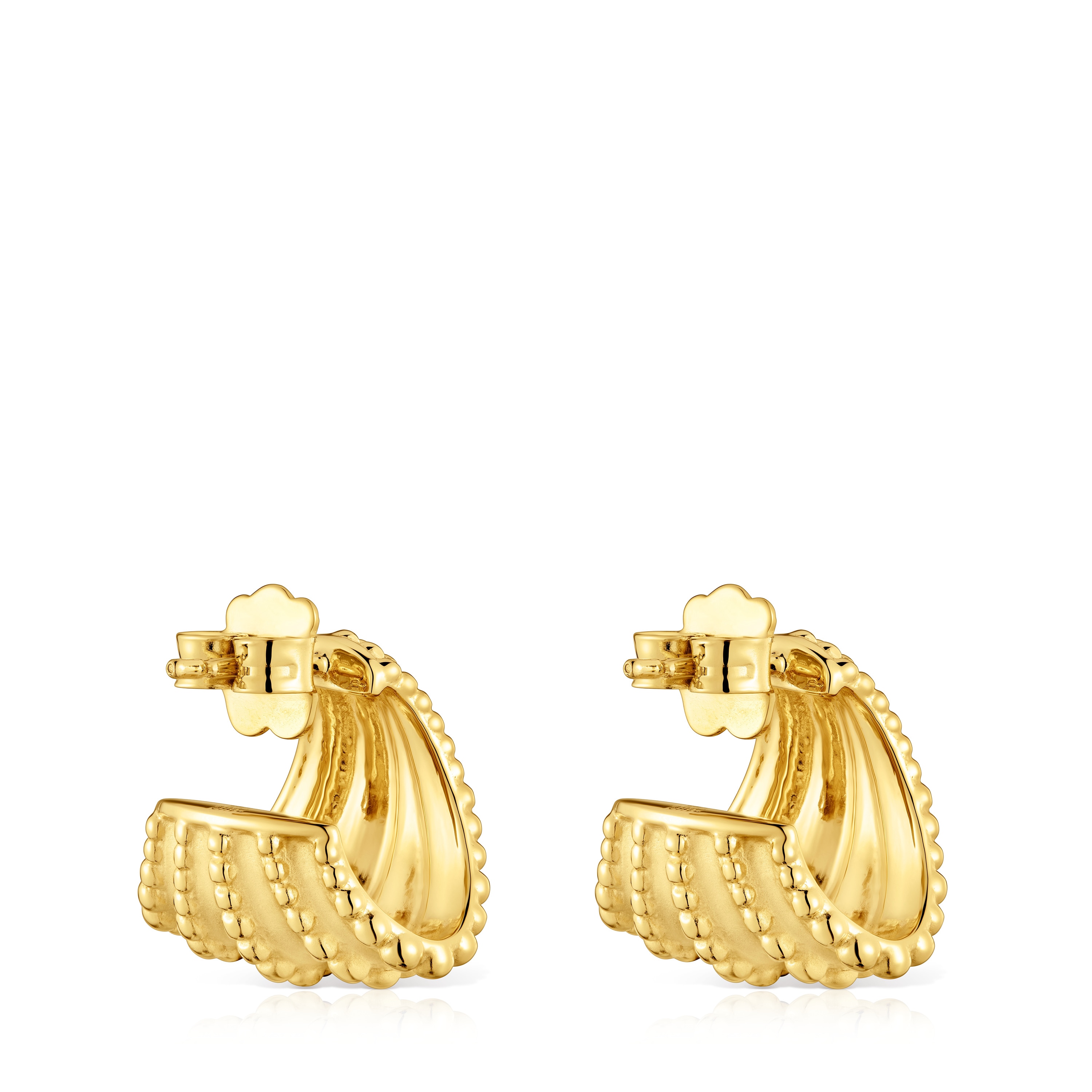 Short Hoop earrings with 18kt gold plating over silver TOUS Grain