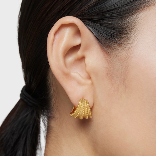 Pendientes de aro cortos con baño de oro de 18 kt sobre plata TOUS Grain