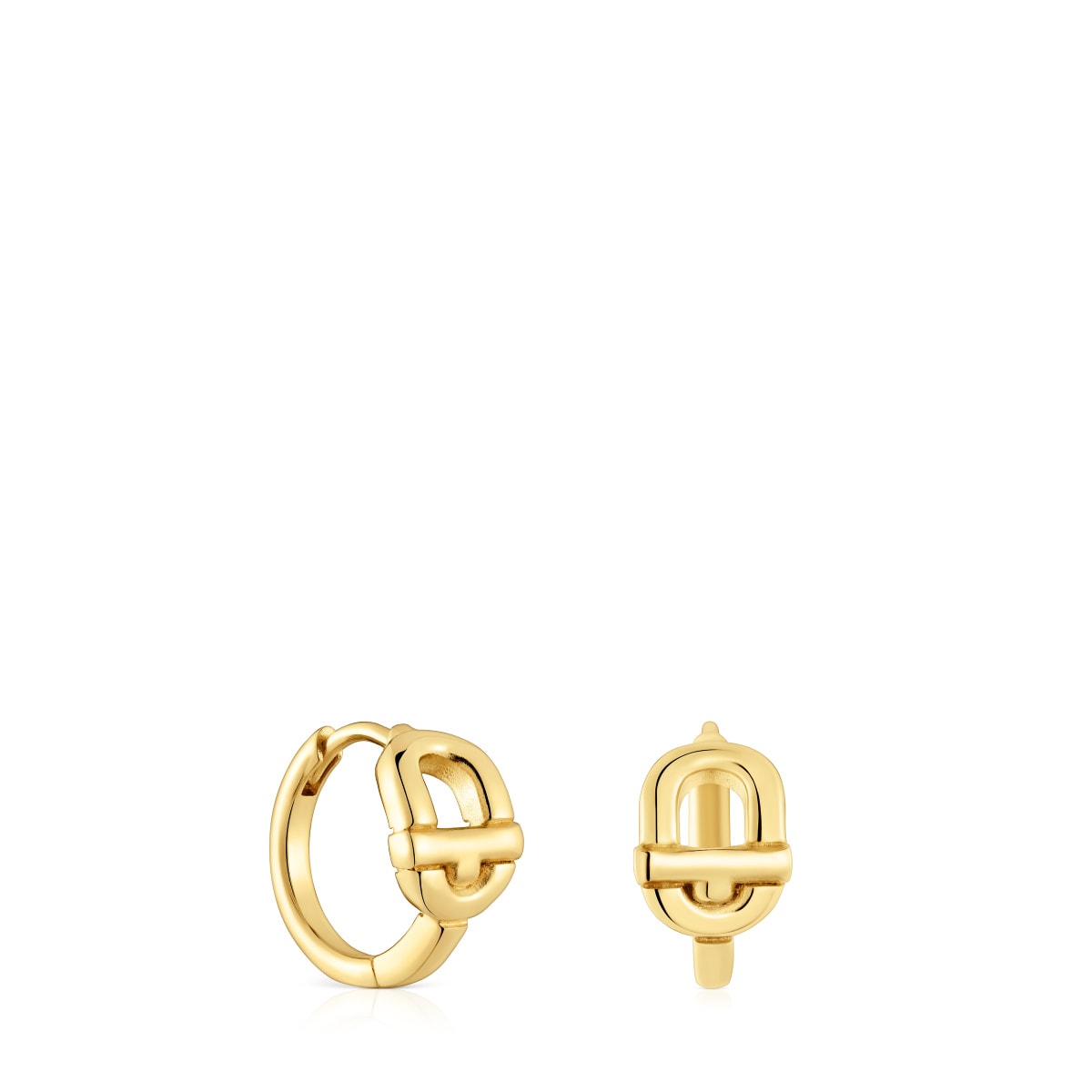 Pendientes de aro con baño de oro 18 kt sobre plata y motivo TOUS MANIFESTO