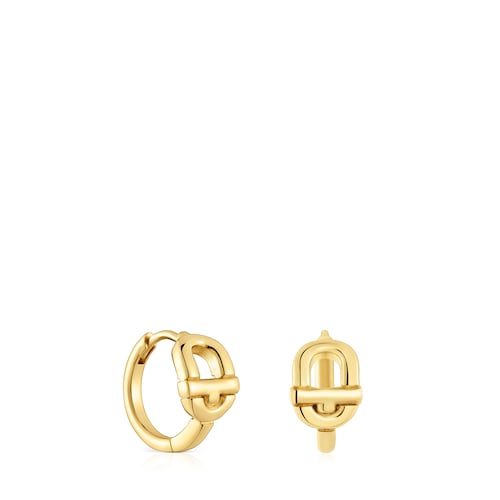 Hoop earrings with 18kt gold plating over silver and motif TOUS MANIFESTO