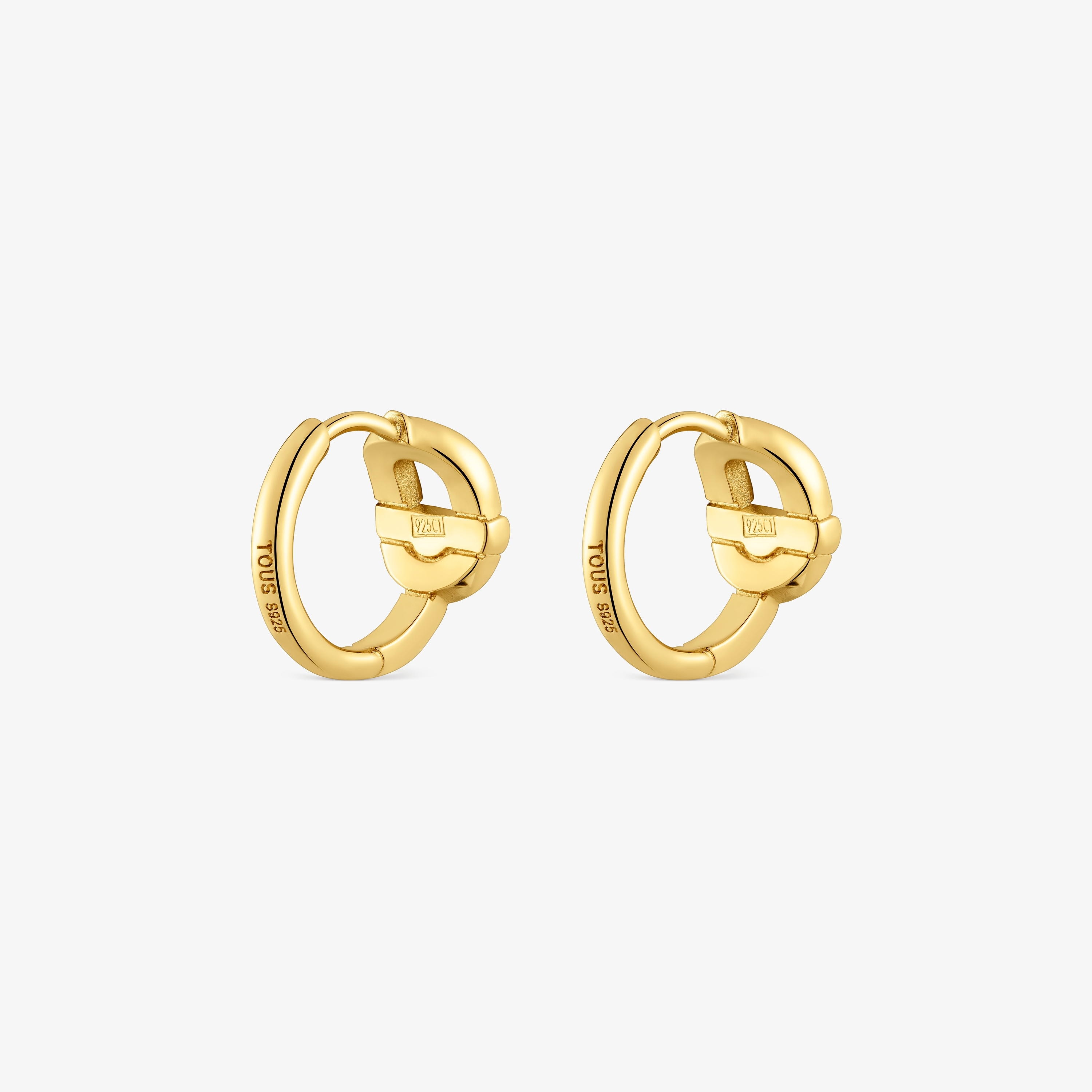 Hoop earrings with 18K gold vermeil and motif TOUS MANIFESTO