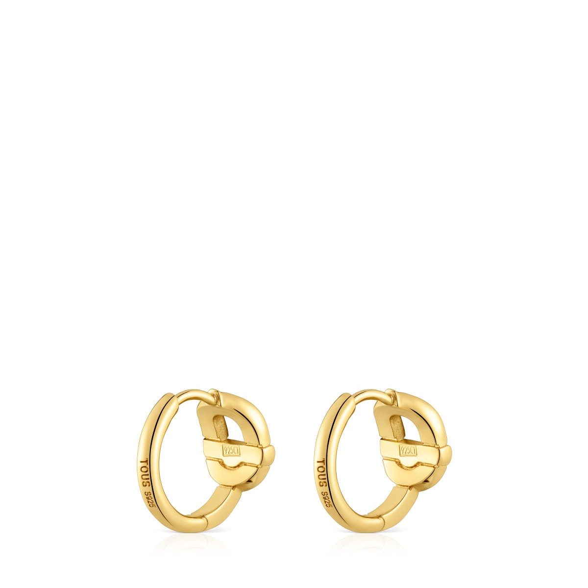 Pendientes de aro con baño de oro 18 kt sobre plata y motivo TOUS MANIFESTO