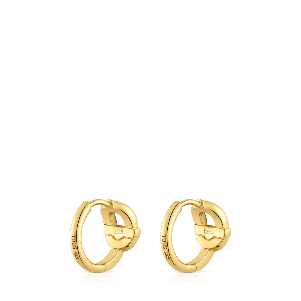 Pendientes de aro con baño de oro 18 kt sobre plata y motivo TOUS MANIFESTO image number 2
