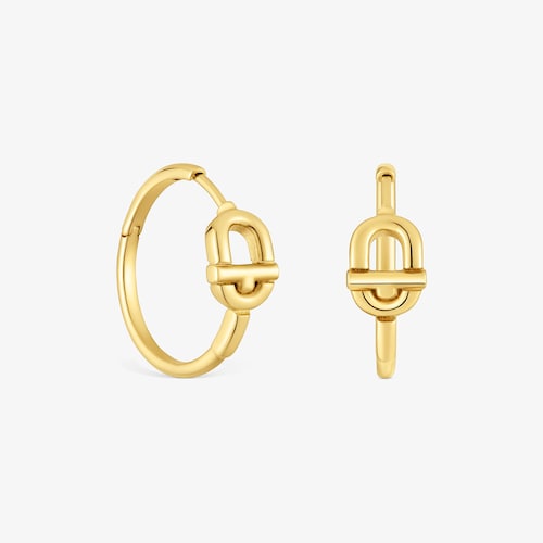 Short Hoop earrings with 18K gold vermeil and motif TOUS MANIFESTO