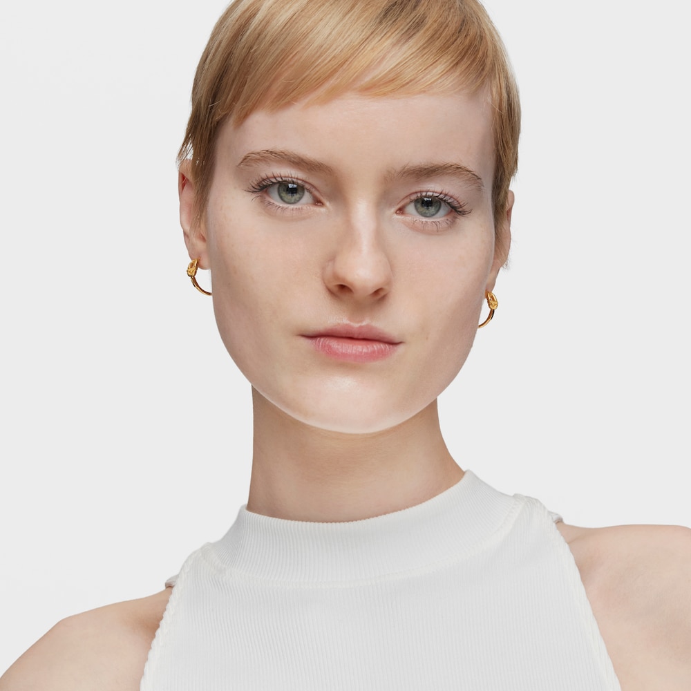 Boucles d&rsquo;oreilles anneaux en argent plaqu&eacute; or 18&nbsp;ct et motif courtes TOUS MANIFESTO