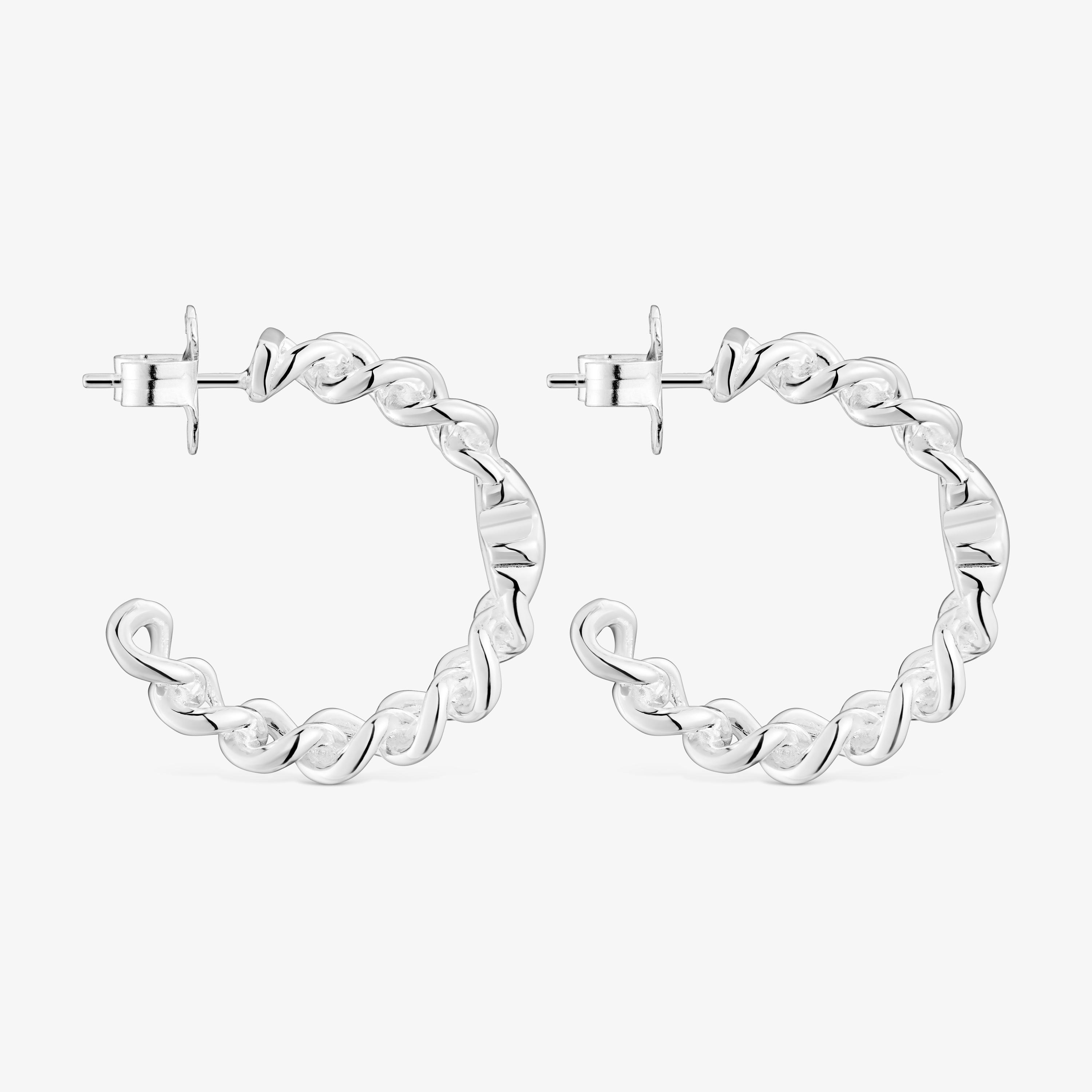 Silver Bold Motif bear motif Hoop earrings