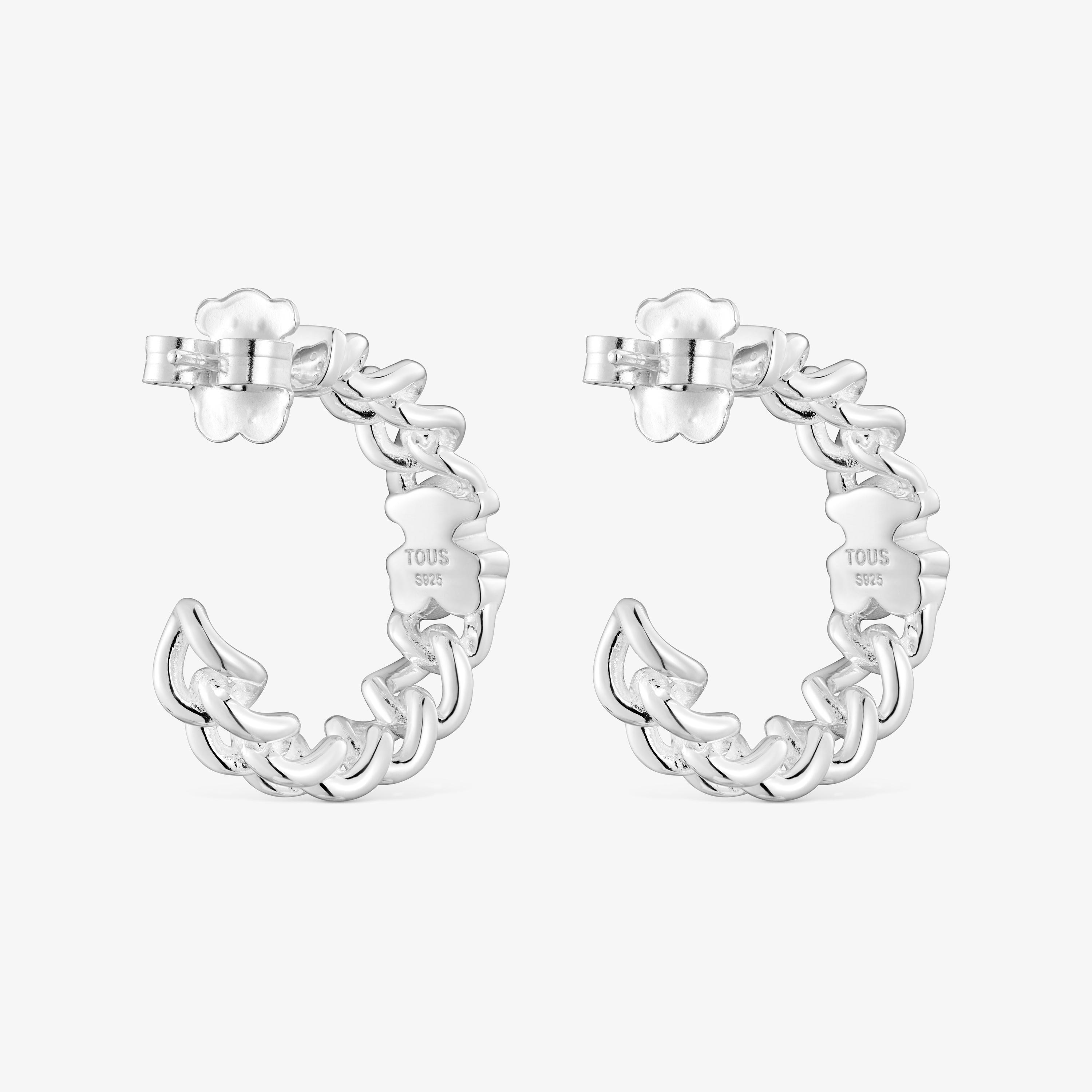 Silver Bold Motif bear motif Hoop earrings