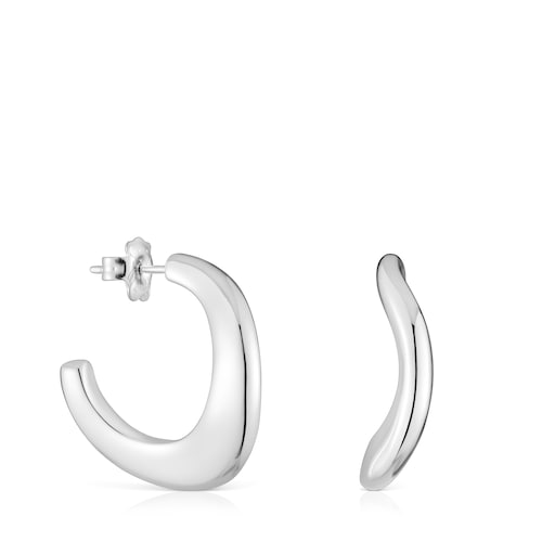 Aretes de aro oval de plata Galia Basics