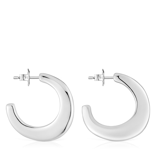 Aretes de aro oval de plata Galia Basics