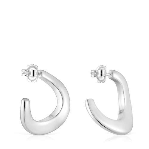 Aretes de aro oval de plata Galia Basics