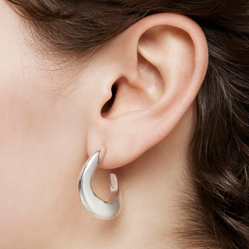 Silver oval Hoop earrings Galia Basics