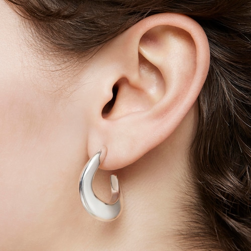 Aretes de aro oval de plata Galia Basics