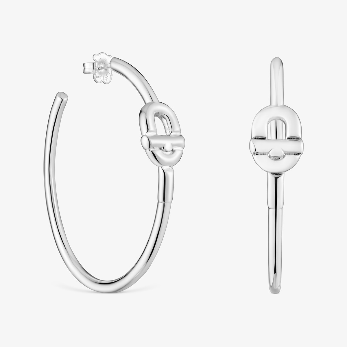 Tous - Pendientes De Aro Extra Largos De Plata Y Motivo Tous Manifesto - Plateado