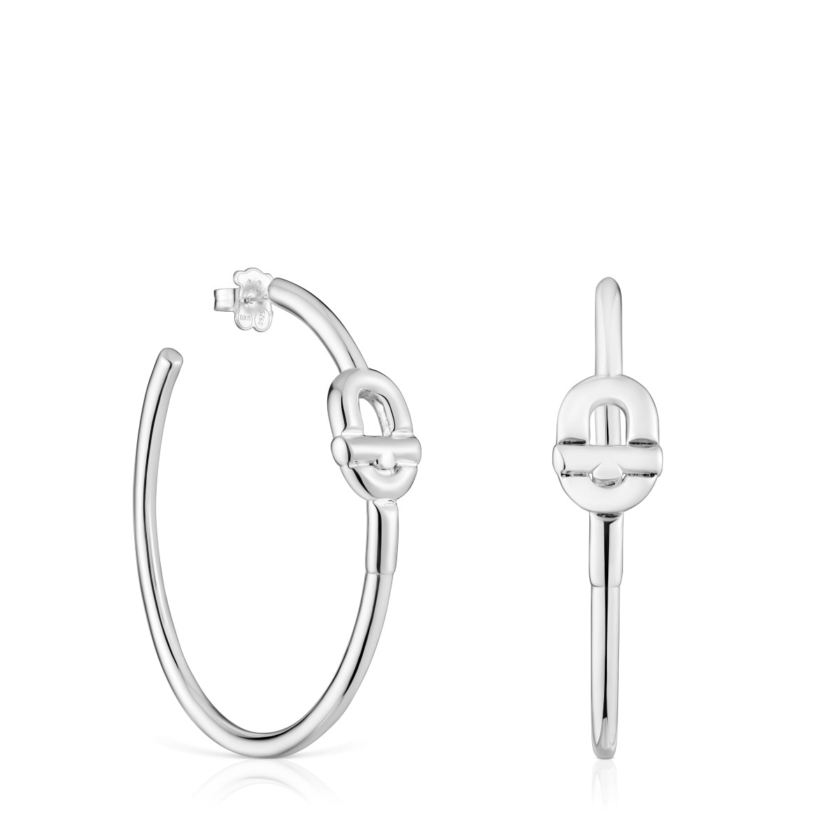 Pendientes de aro extra largos de plata y motivo TOUS MANIFESTO