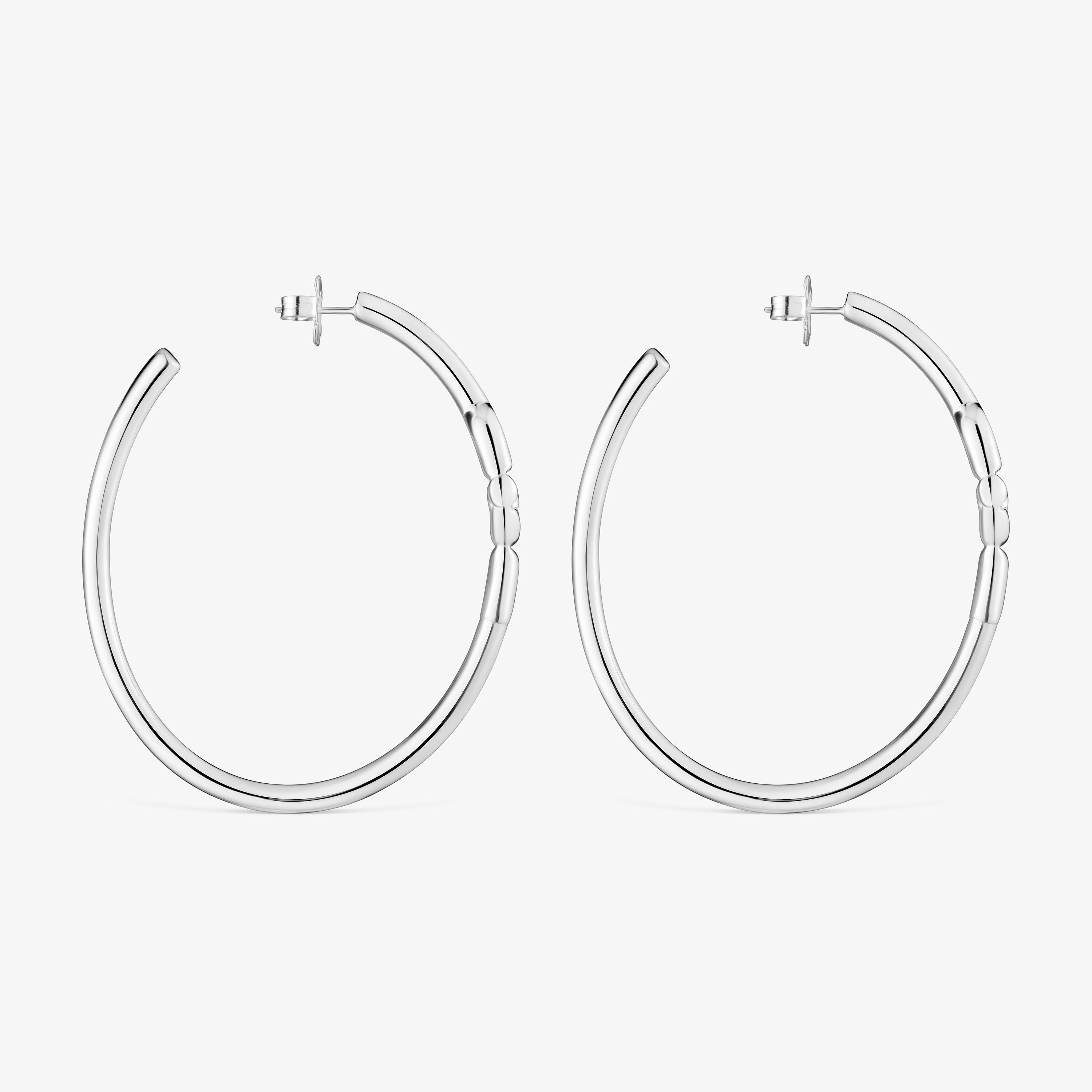 Extra-long silver Hoop earrings with motif TOUS MANIFESTO