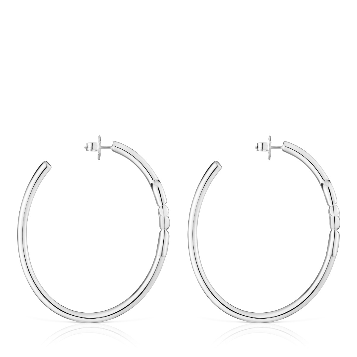 Pendientes de aro extra largos de plata y motivo TOUS MANIFESTO