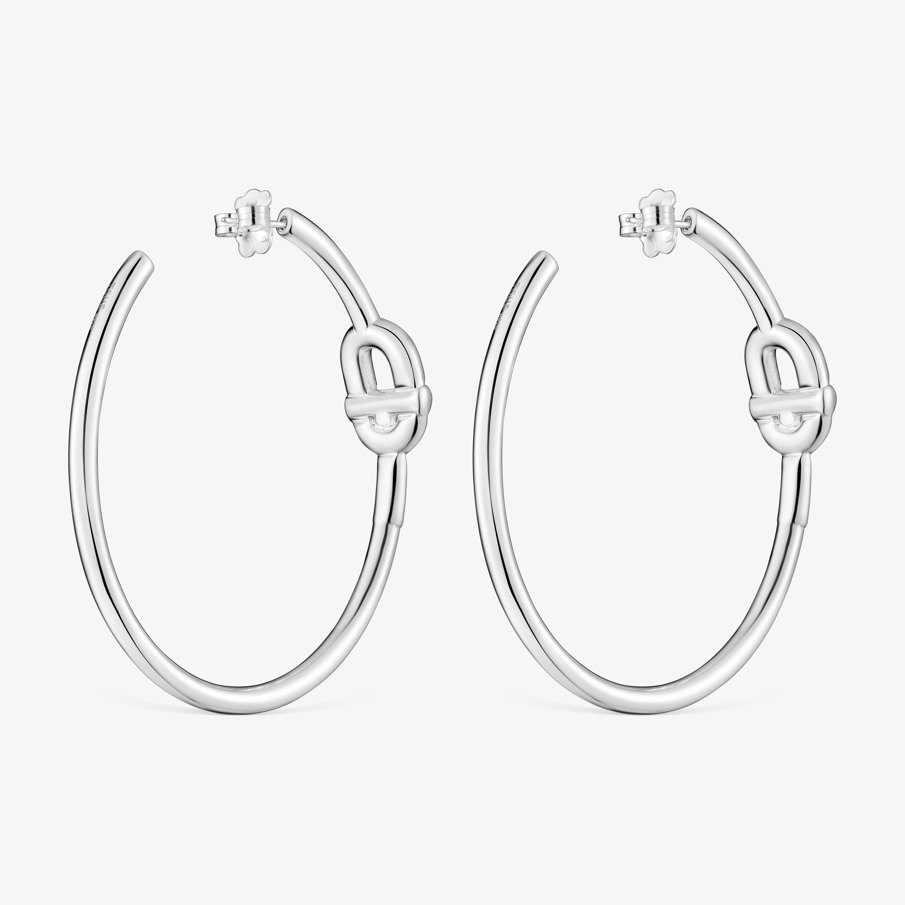 Extra-long silver Hoop earrings with motif TOUS MANIFESTO
