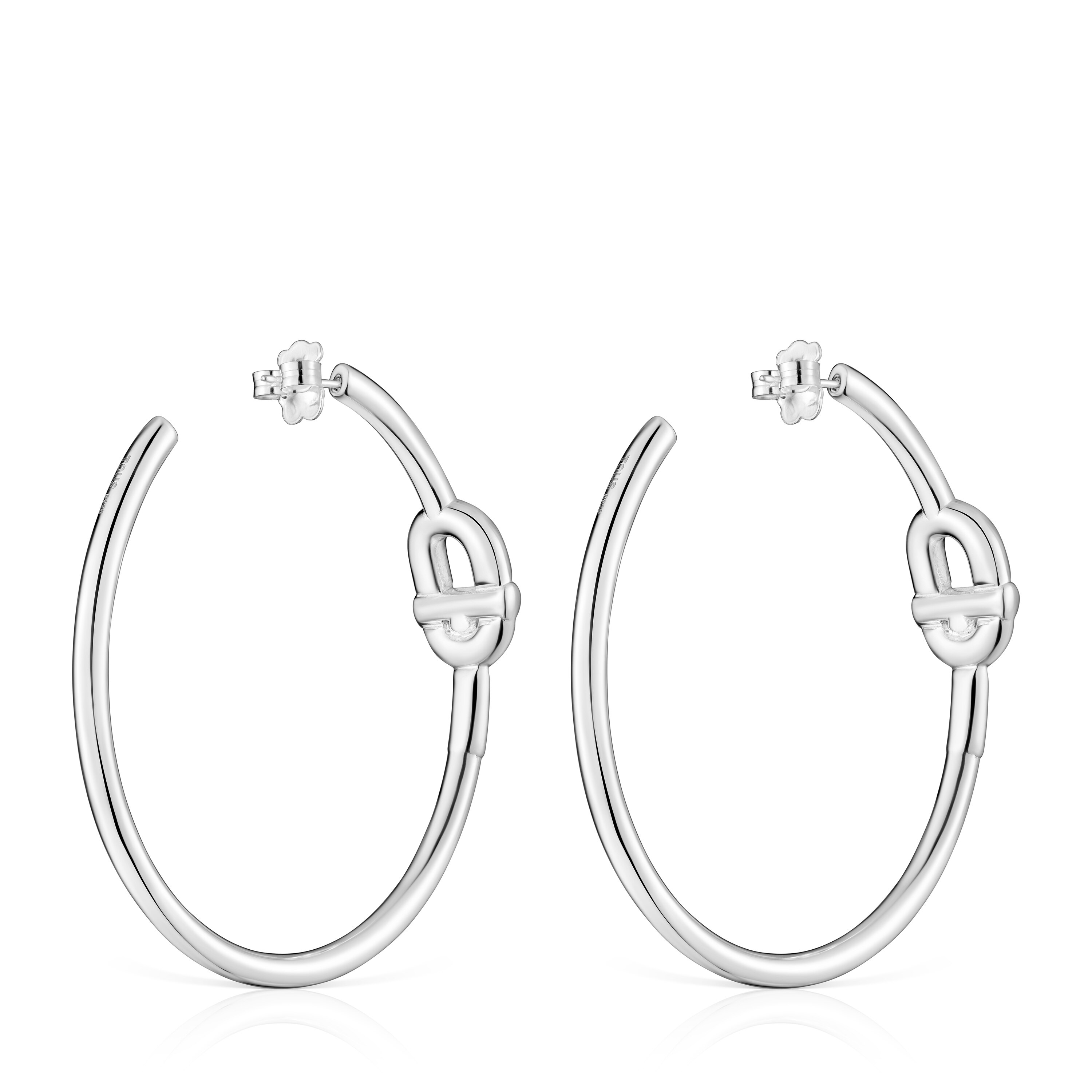 Extra-long silver Hoop earrings with motif TOUS MANIFESTO