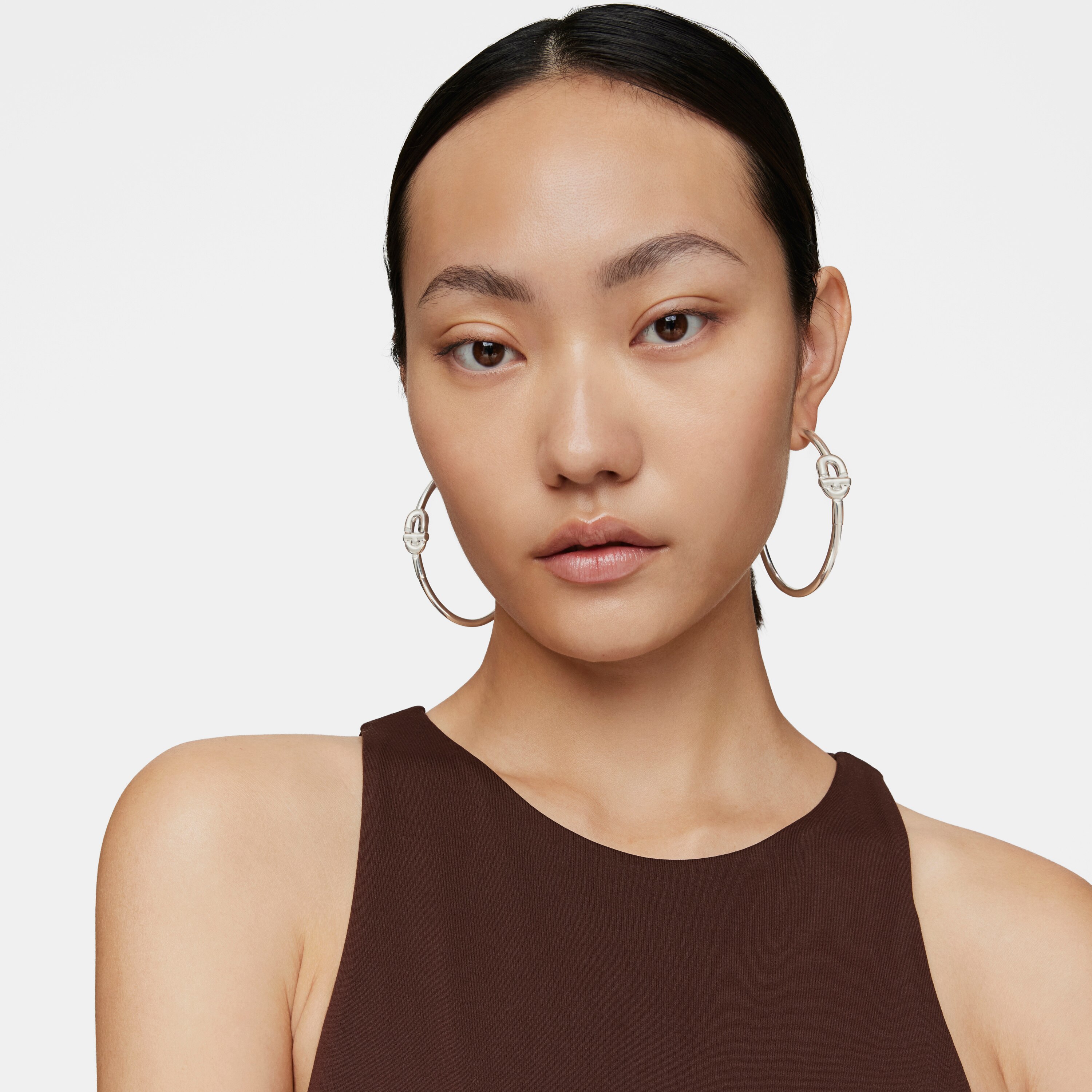 Extra-long silver Hoop earrings with motif TOUS MANIFESTO