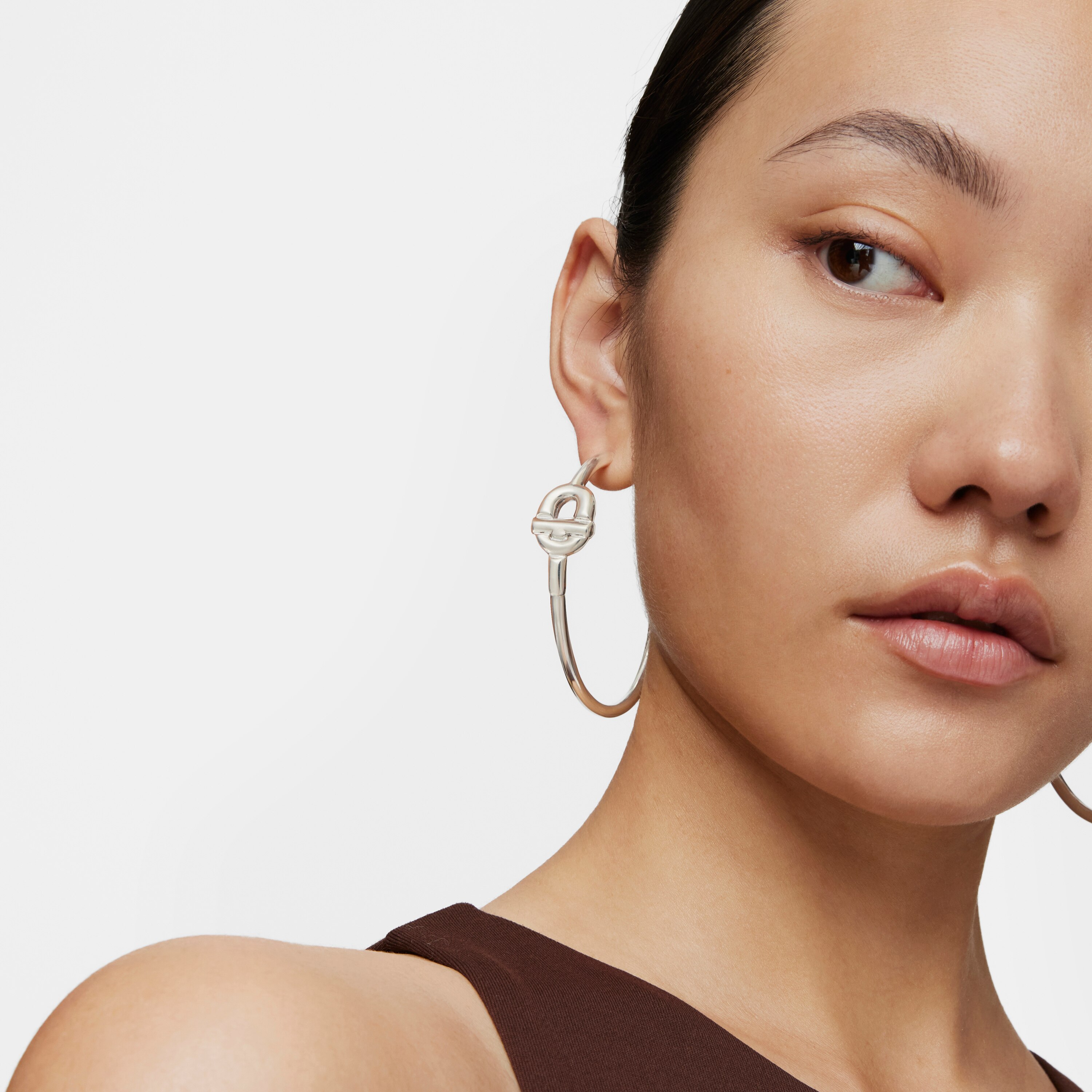 Extra-long silver Hoop earrings with motif TOUS MANIFESTO