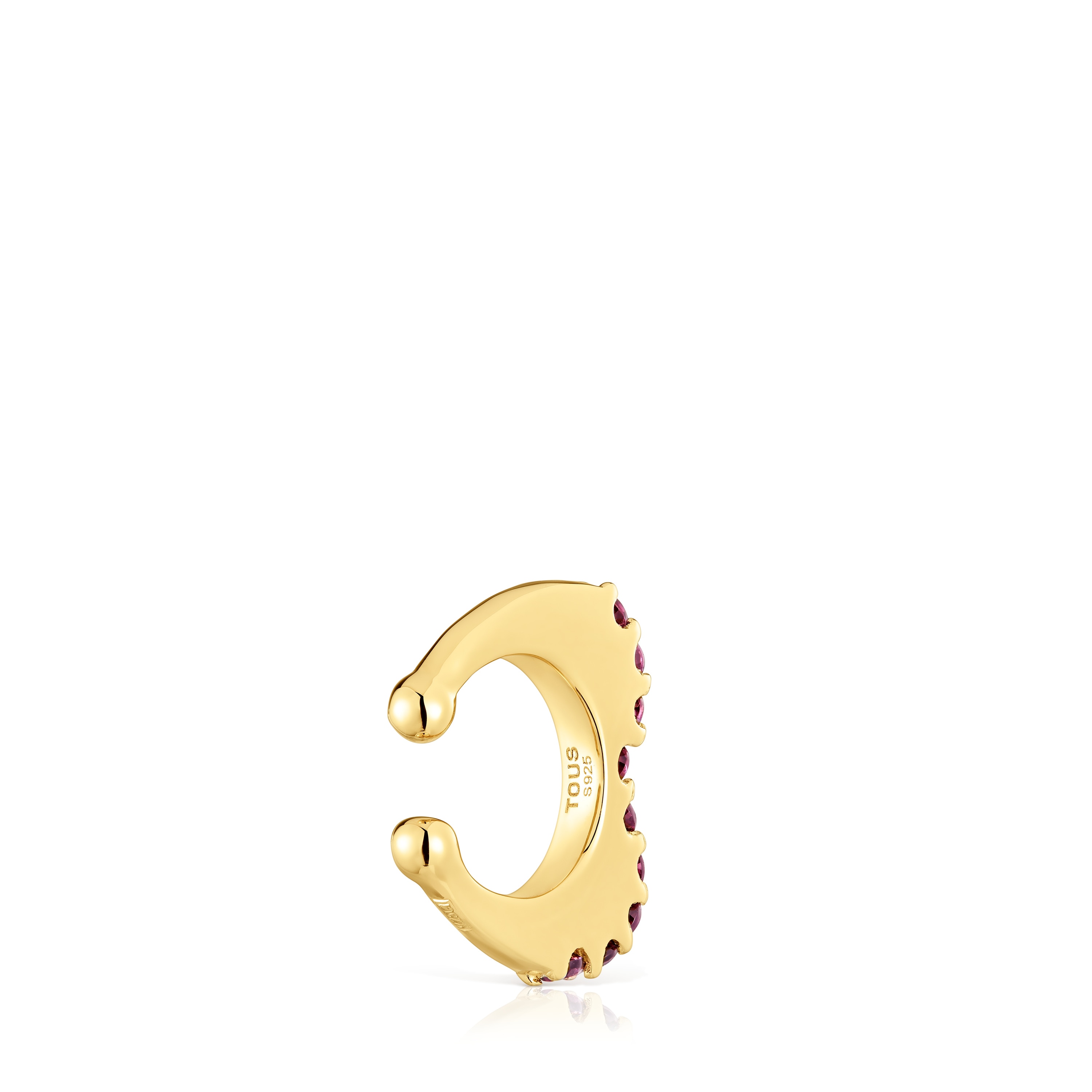 Earcuff with 18kt gold plating over silver and rhodolite My Other Half