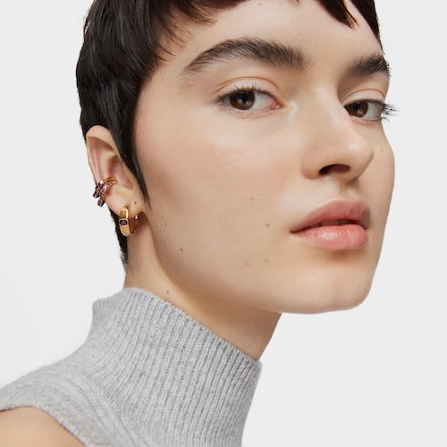 Earcuff with 18kt gold plating over silver and rhodolite My Other Half