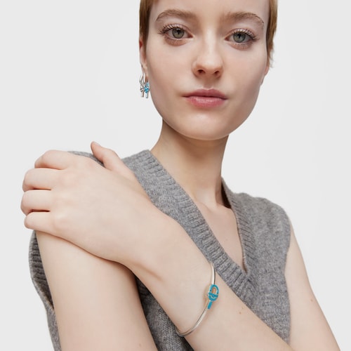 Silver Bangle with blue motif TOUS MANIFESTO