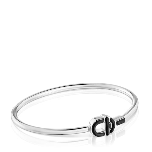 Silver Bangle with black motif TOUS MANIFESTO
