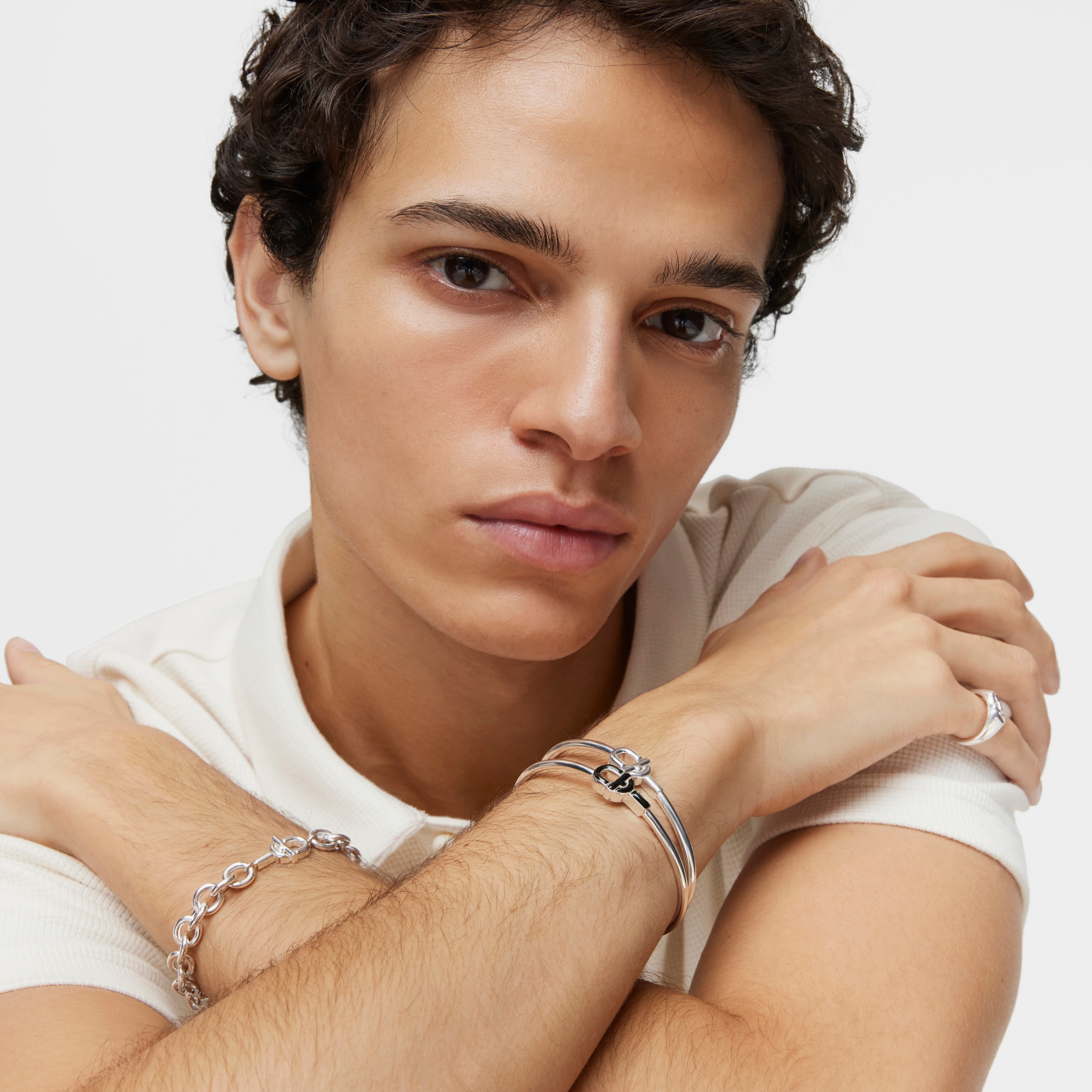 Silver Bangle with black motif TOUS MANIFESTO