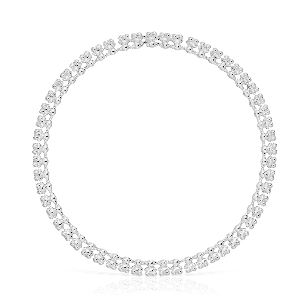 Collar corto de plata motivos oso grande Bold Bear image number 0