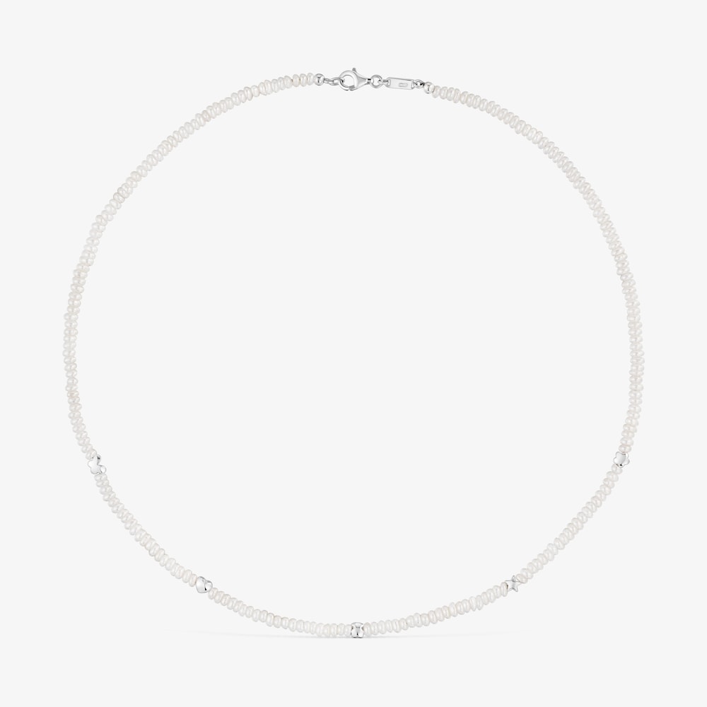 Collar corto con perlas cultivadas y motivos de plata Bold Motif