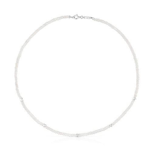 Collar corto con perlas cultivadas y motivos de plata Bold Motif