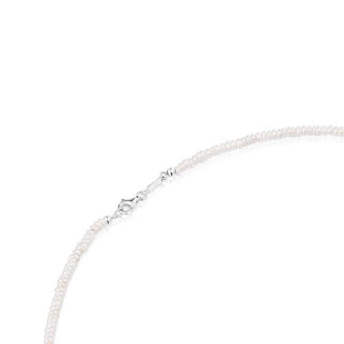 Collar corto con perlas cultivadas y motivos de plata Bold Motif