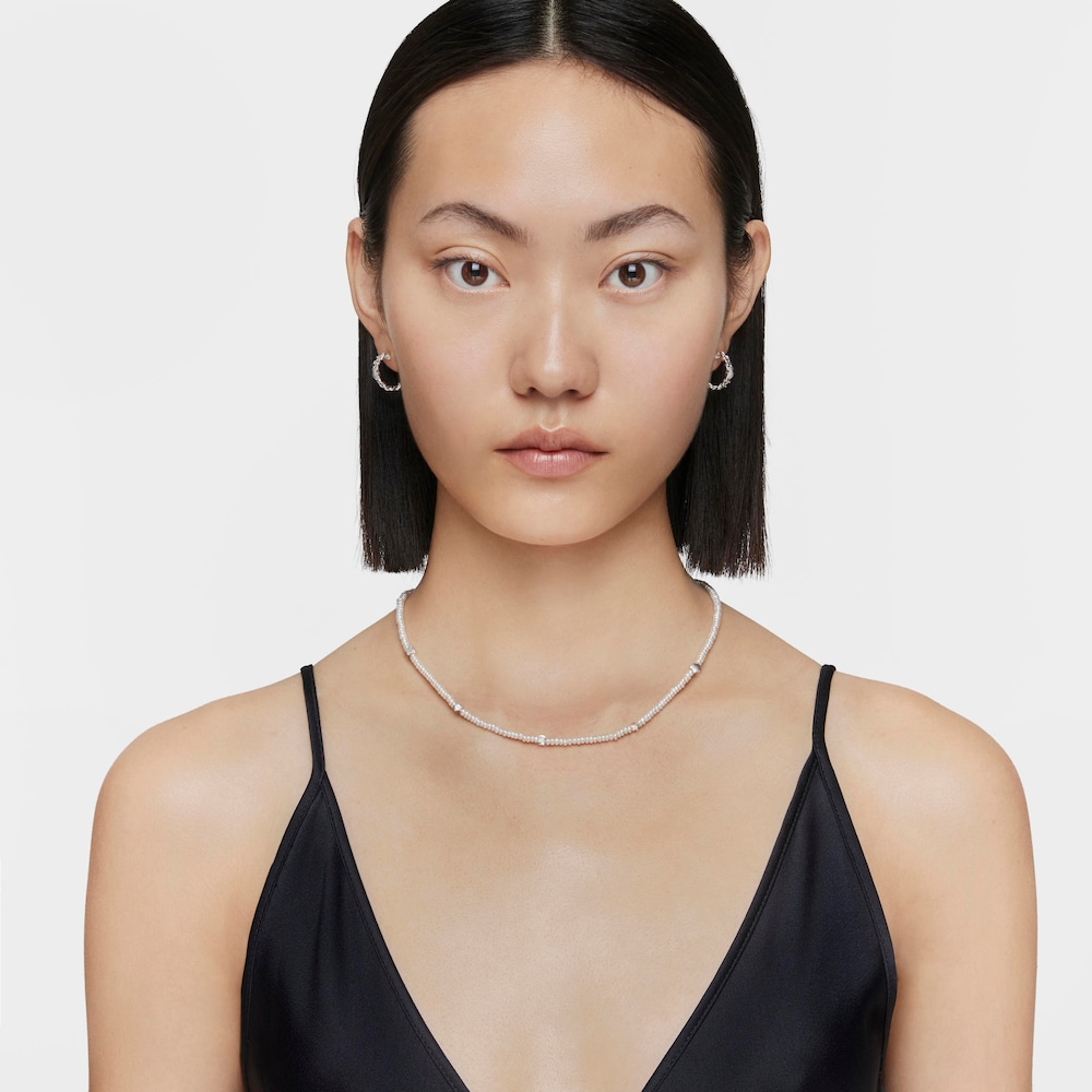 Collar corto con perlas cultivadas y motivos de plata Bold Motif