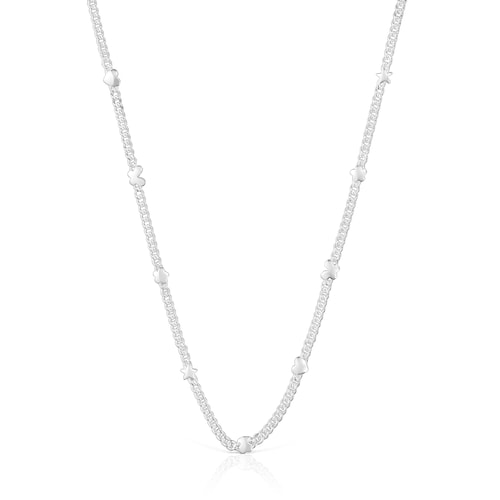 Short silver Necklace with motifs Bold Motif