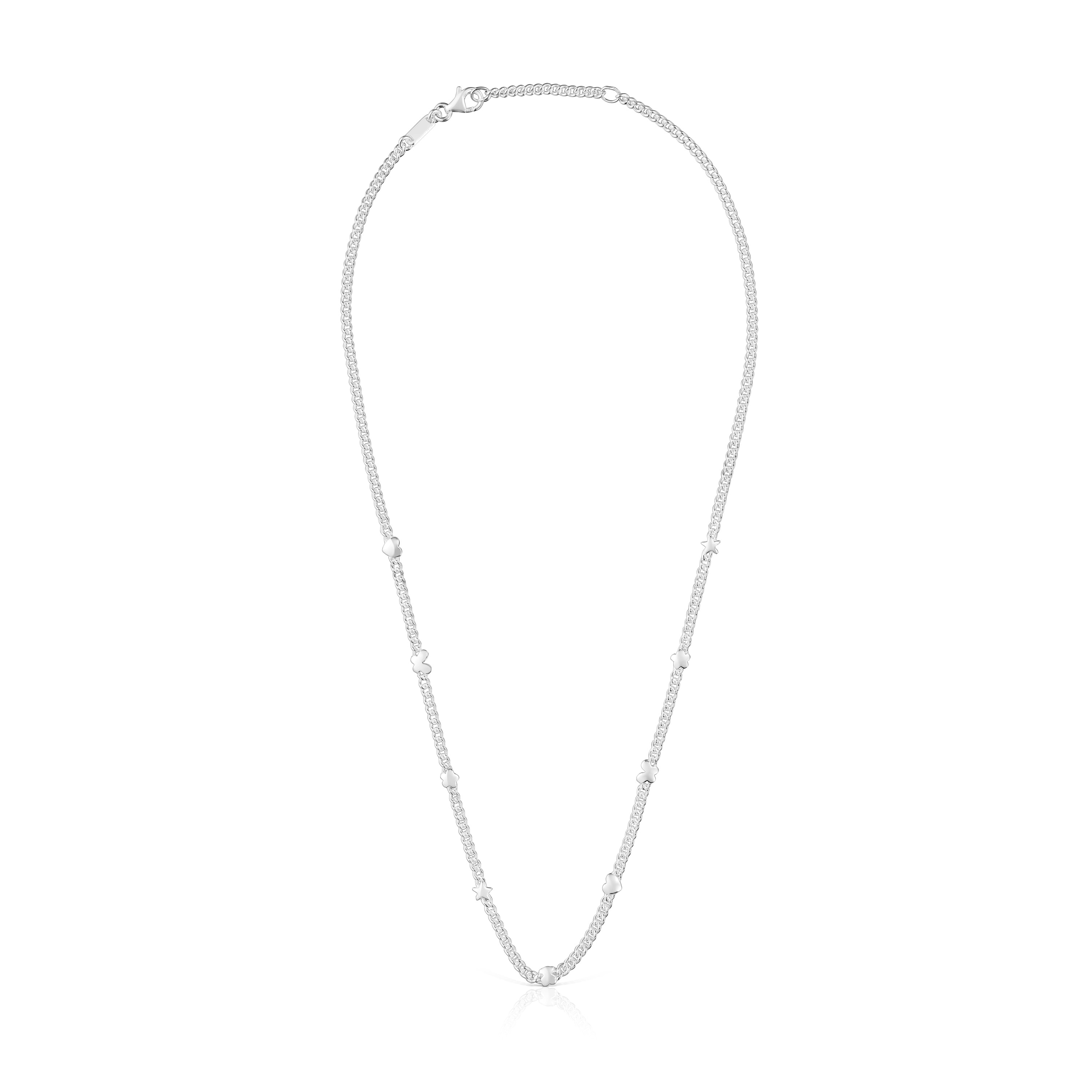 Short silver Necklace with motifs Bold Motif