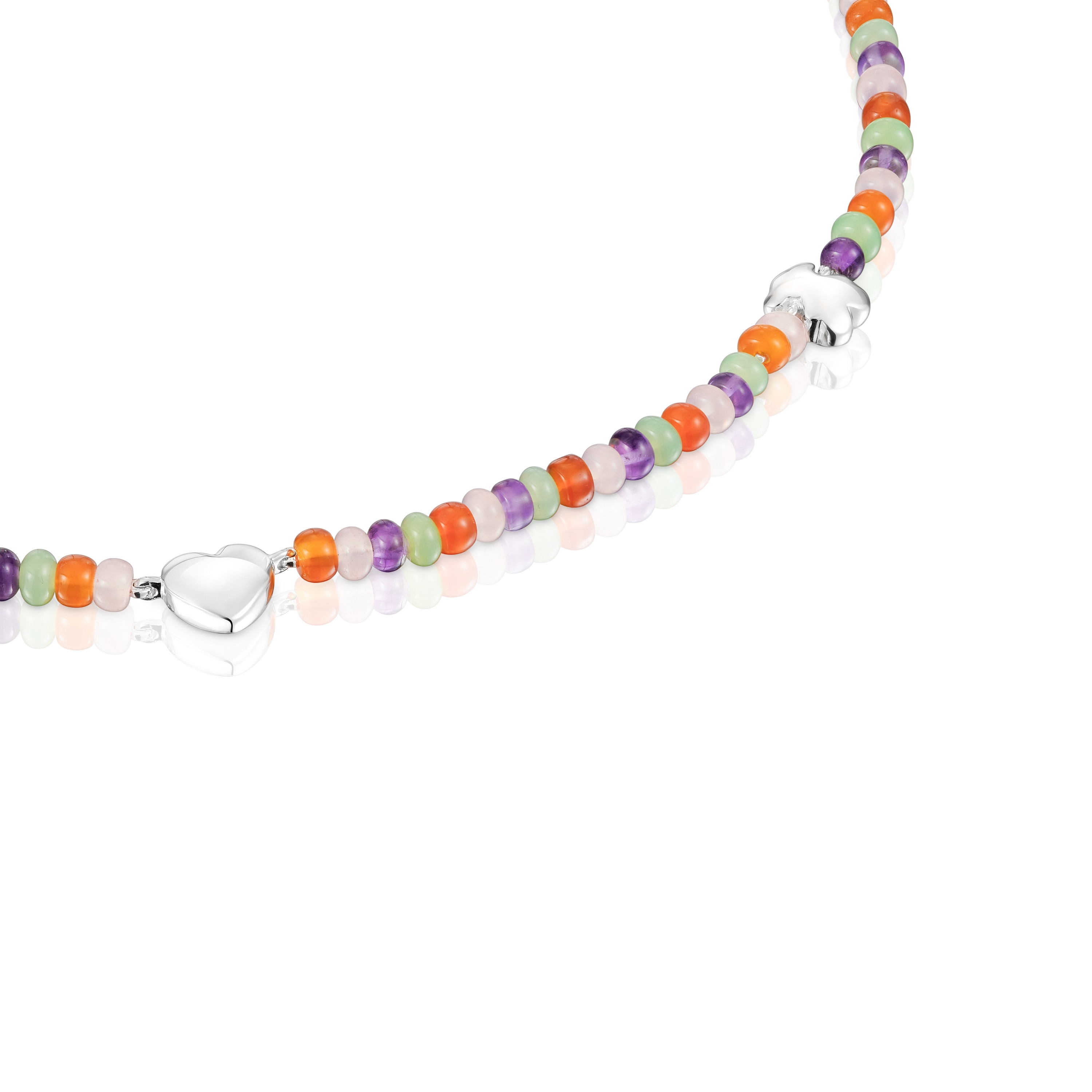 Short gemstone Necklace with silver motifs Bold Motif