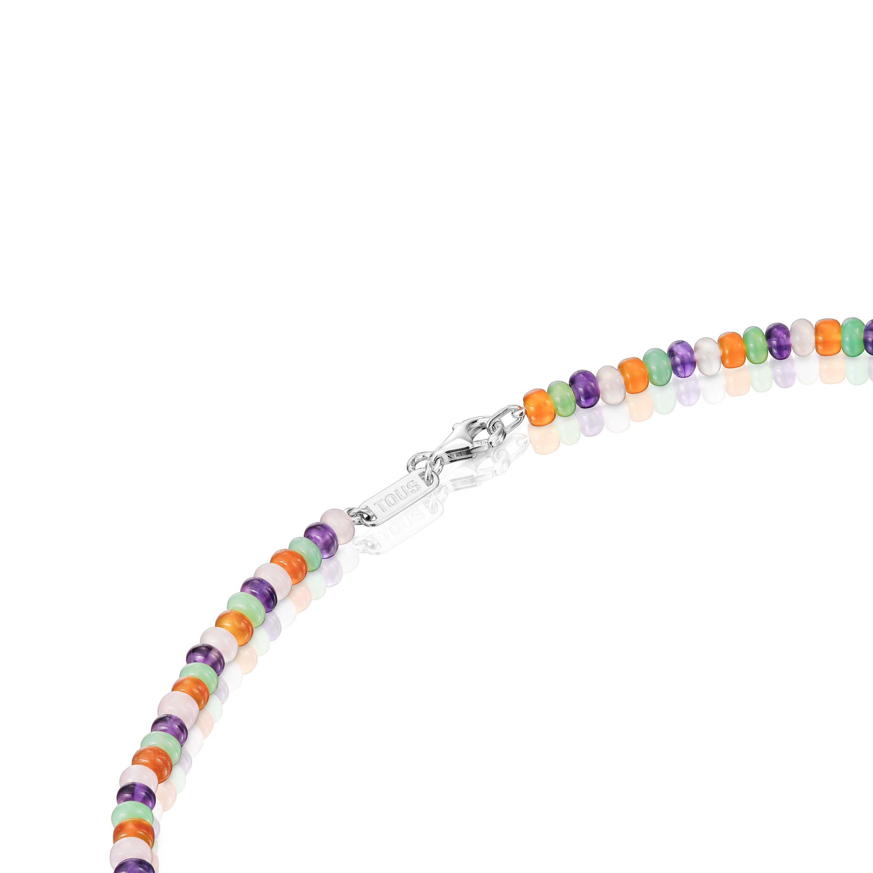 Short gemstone Necklace with silver motifs Bold Motif