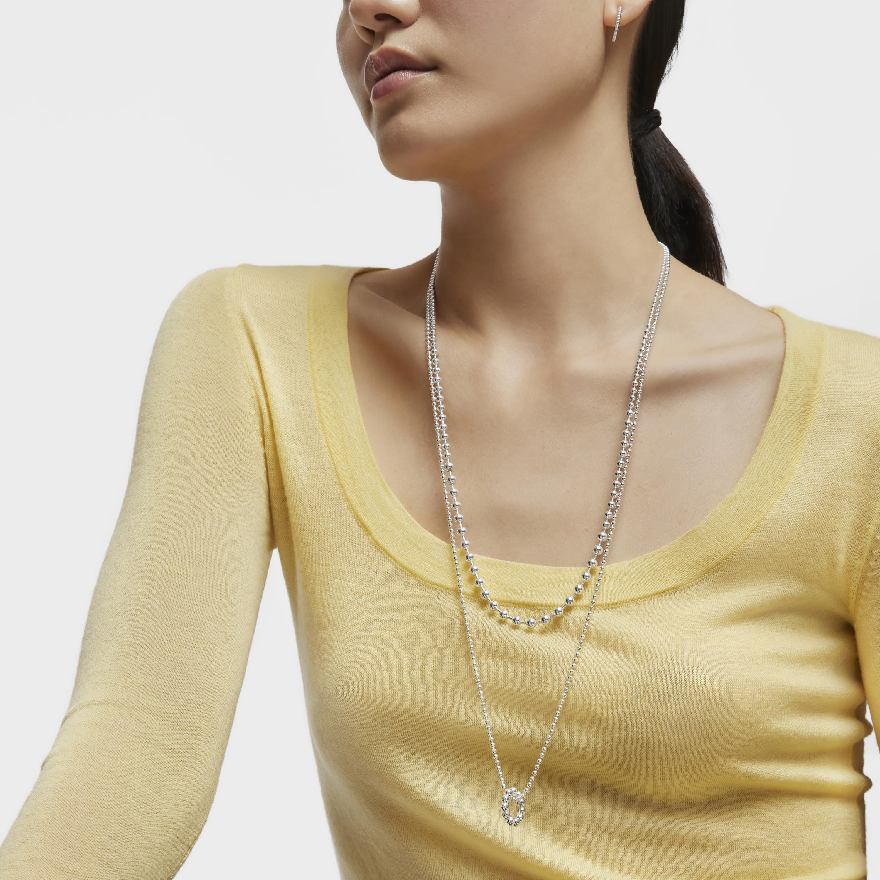Long silver Necklace Gloss