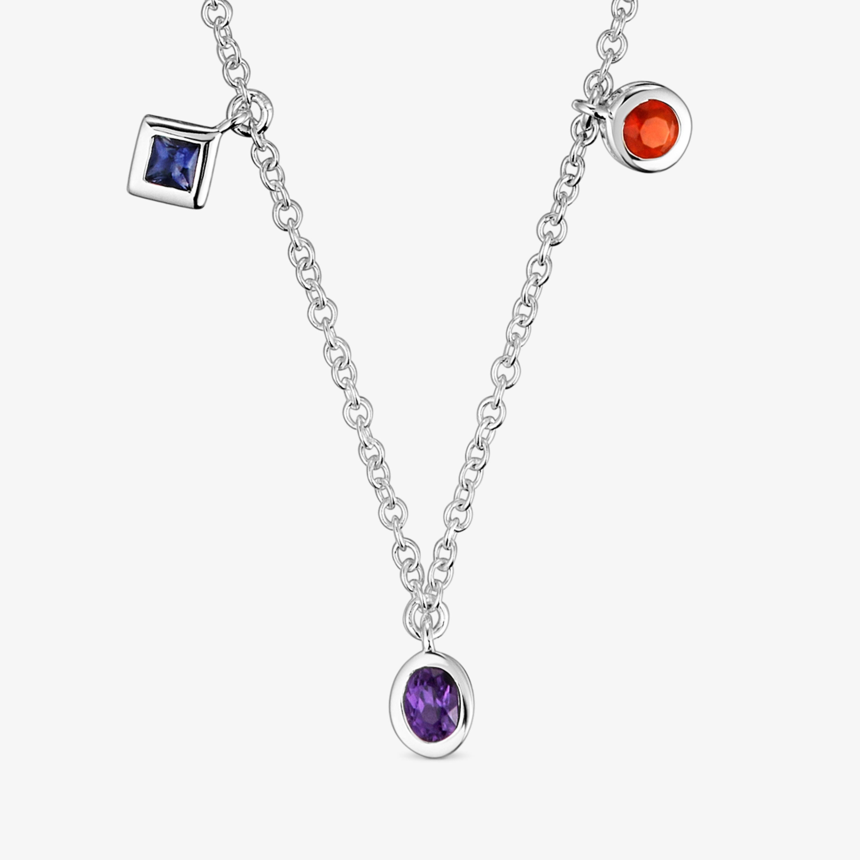 Short silver Necklace with gemstones and cultured pearl TOUS Basic Colors