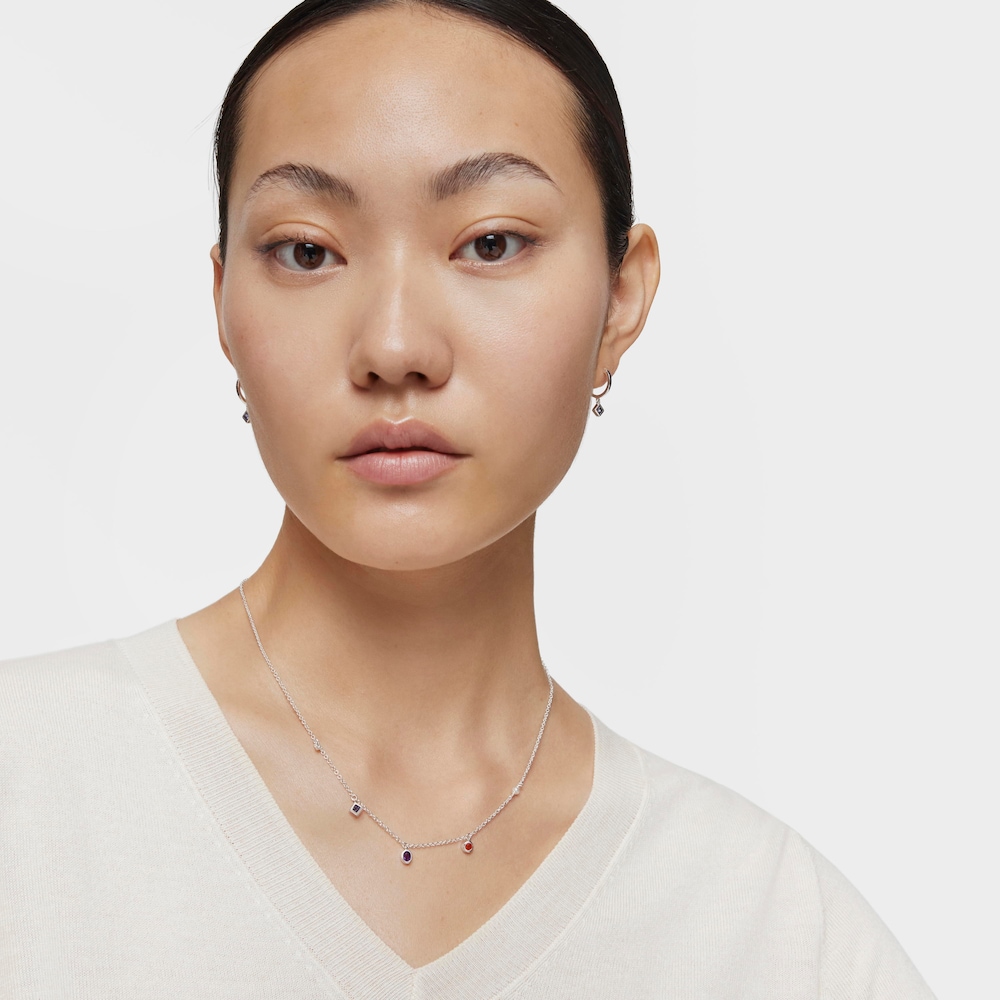 Short silver Necklace with gemstones and cultured pearl TOUS Basic Colors