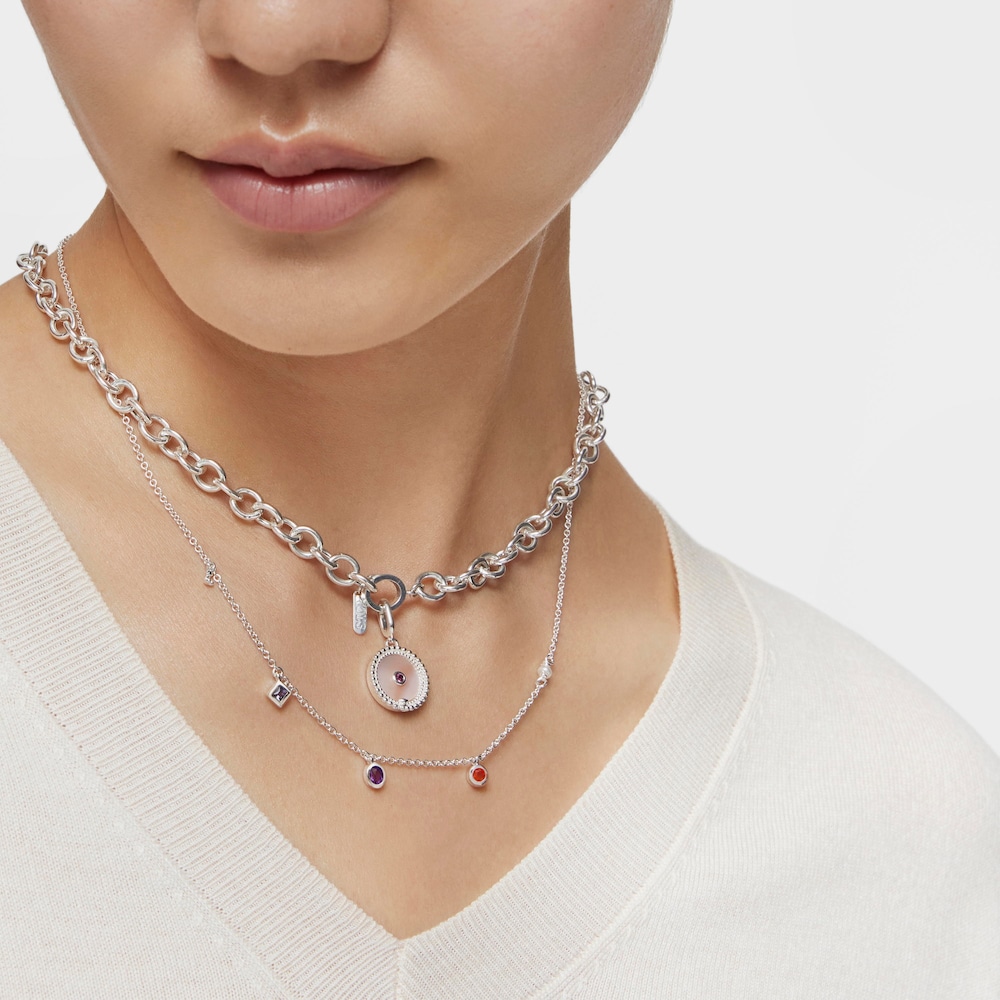 Short silver Necklace with gemstones and cultured pearl TOUS Basic Colors