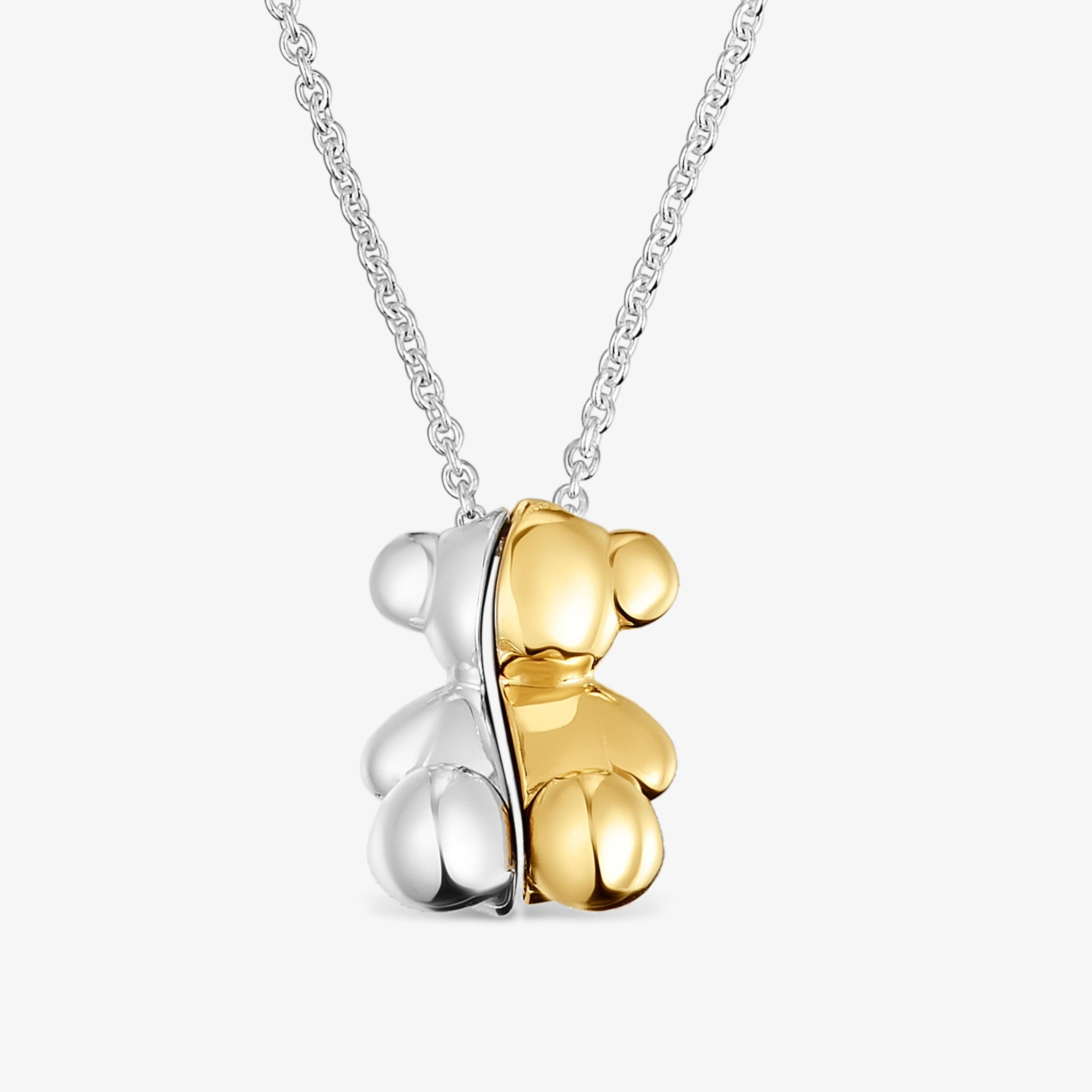 Short two-tone bear Double necklace My Other Half
