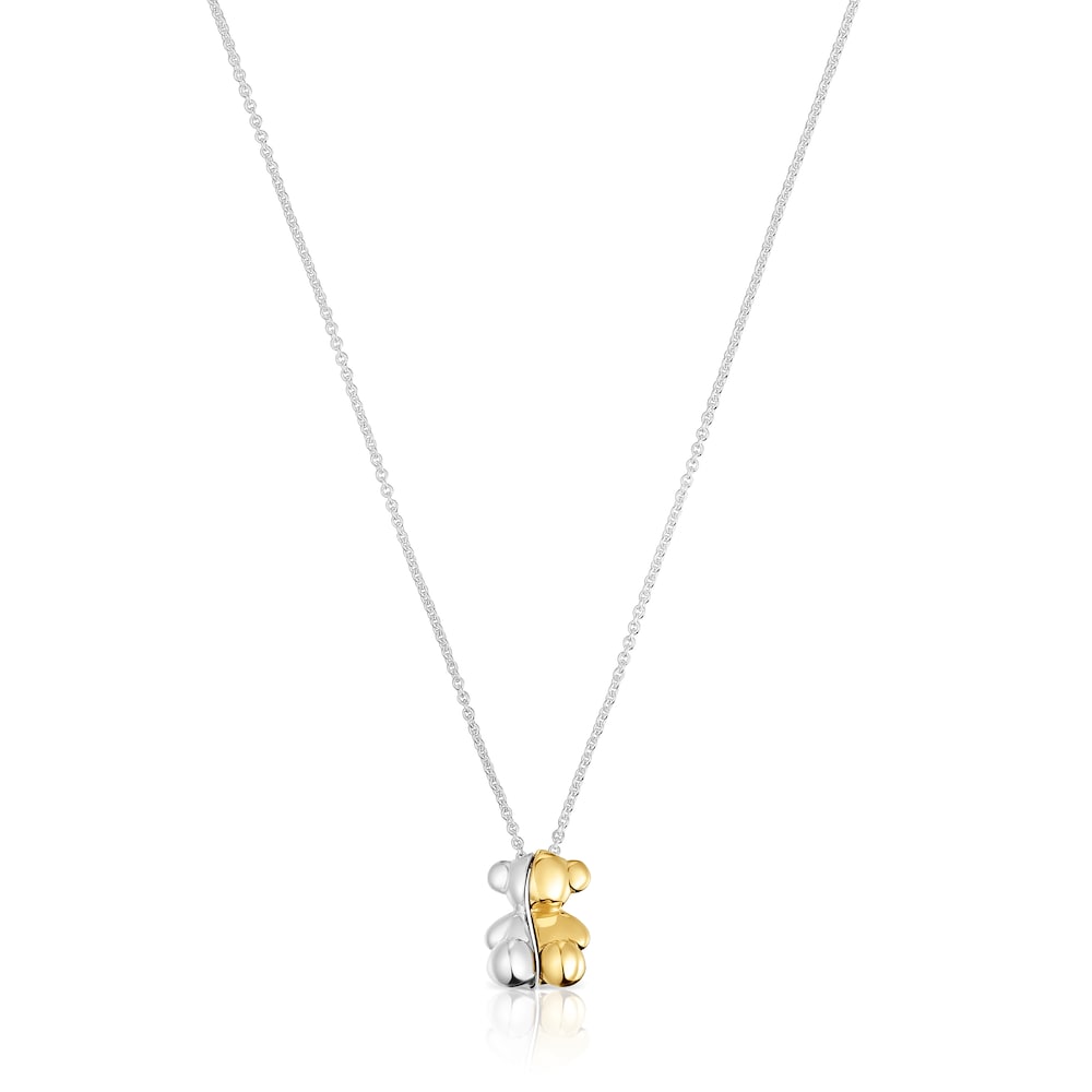 Short two-tone bear Double necklace My Other Half