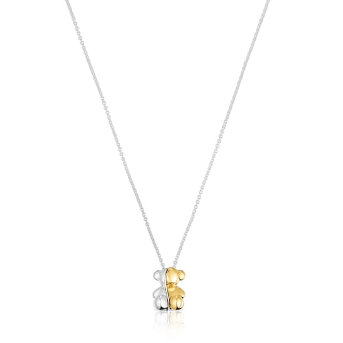 Short two-tone bear Double necklace My Other Half